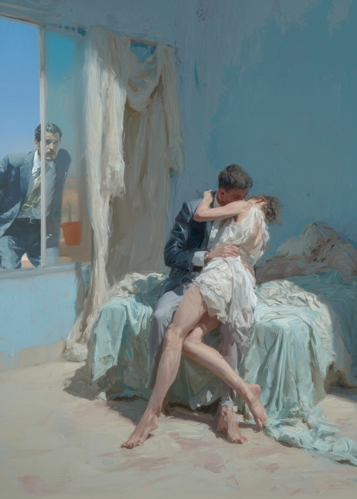 “We’re kinda dating… it’s still in beta.” 90.9x65.1cm(30P) Oil on linen 2025_270만원-사진제공 갤러리 나우