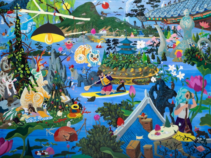 Hyunjeong Lim, Landscape with Haetae , 해태가 있는 풍경 (우)(2024)-사진제공 아뜰리에 아키