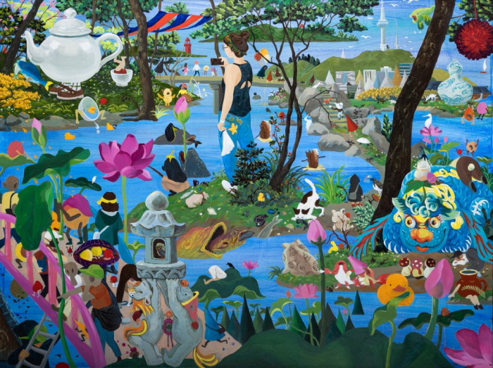 Hyunjeong Lim, Landscape with Haetae , 해태가 있는 풍경 (좌)(2024)-사진제공 아뜰리에 아키