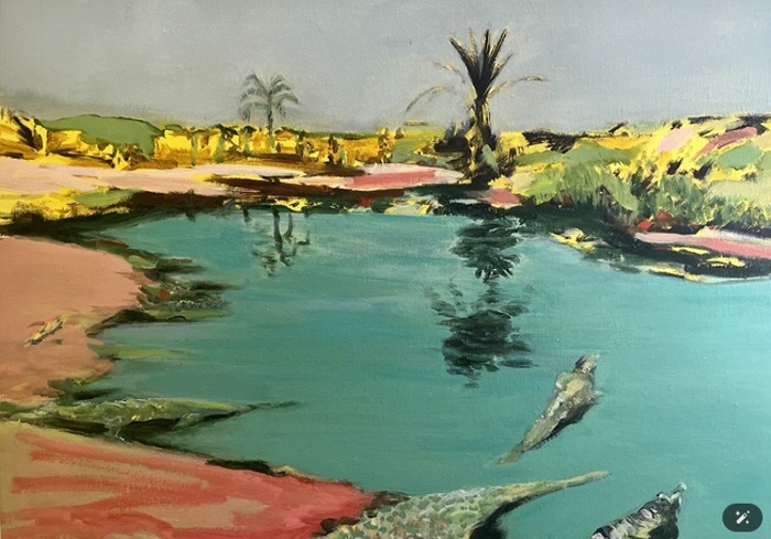 세레나 콜필드 아일랜드 깊은 물 (얕은 생각) , 2025. 50 x 70cm 그림, 캔버스에 유화-사진 런던 크리스틴 헬레그예르데 갤러리 제공