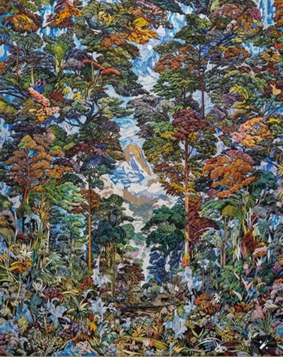 산티아고 지랄다 셀렌라, 2025 200 x 155cm 리넨에 유화 및 메탈릭 실크스크린 페인트-사진 런던 크리스틴 헬레그예르데 갤러리 제공