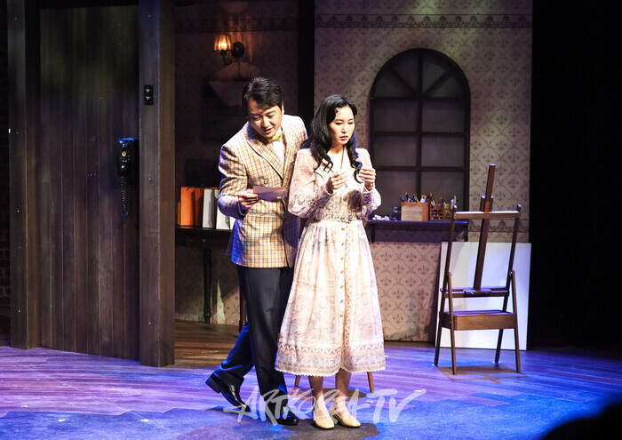 연극 '사의 찬미' 프레스콜(나혜석 역 이예원, 최린 역 김태향) 2025.07.10 사진 ⓒ아트코리아방송 이용선 기자​