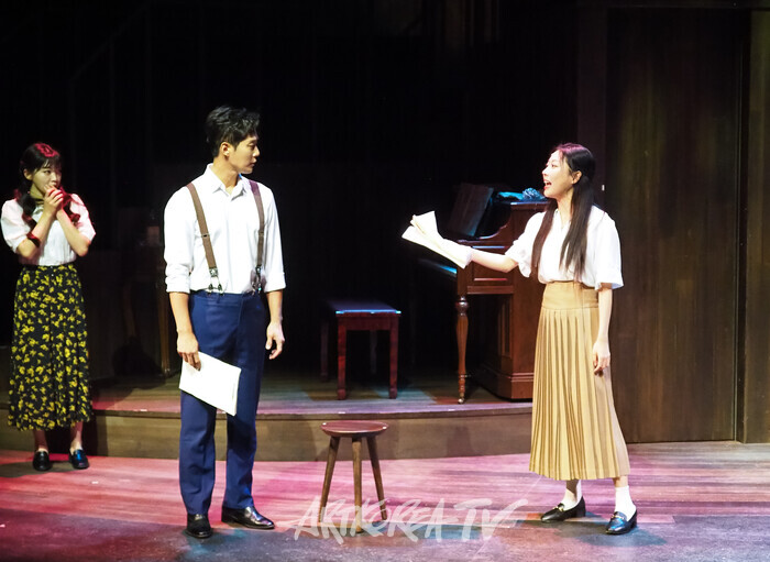 연극 '사의 찬미' 프레스콜(윤심덕 역 서예화, 김우진 역 이충주, 정점효 역 박수야) 2025.07.10 사진 ⓒ아트코리아방송 이용선 기자​