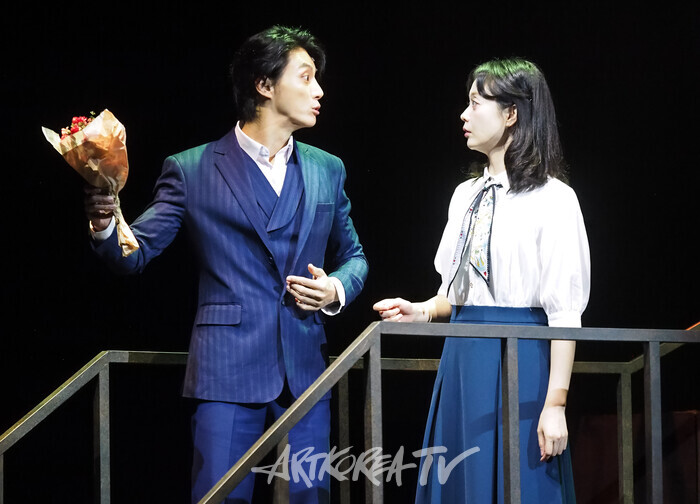 연극 '사의 찬미' 프레스콜(윤심덕 역 전소민, 김우진 역 윤시윤) 2025.07.10 사진 ⓒ아트코리아방송 이용선 기자​