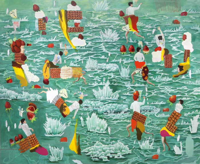 정수진, '뇌의 바다' , 2024. 리넨에 유채, 181×227cm. 이유진 갤러리(스튜디오나무) 제공