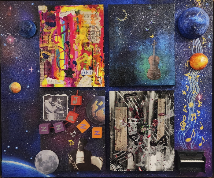 임혜미-4가지 재즈가 흐르는 우주 2025 Acrylic and Mixed Media on Canvas-사진 김한정 기자