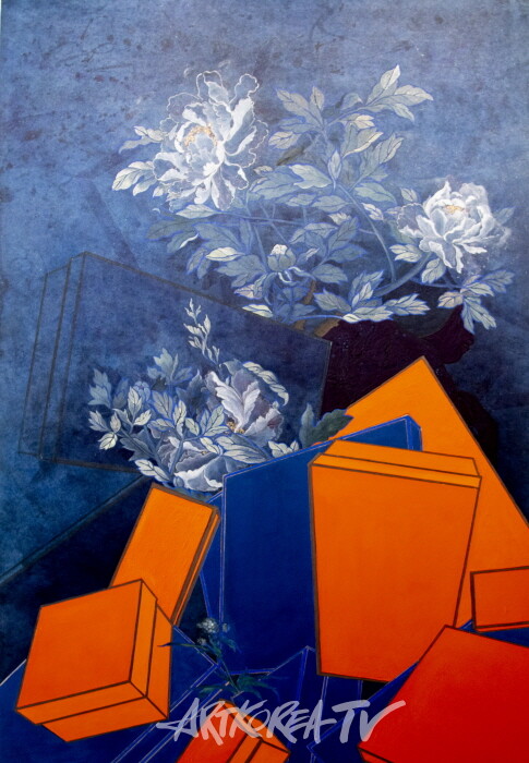 서효진-비원-5합장치, 분채 칠보 석영 116×80cm 2023-사진 김한정 기자