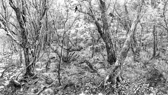 그 겨울로부터2 2024 종이에 펜 112x.270 (4폭)-사진제공 제주갤러리