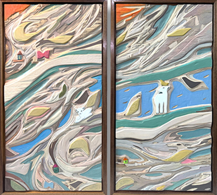 Place of Stillness, wood, acrylic, 40x72x3(h)cm, 2024-5-사진제공 장은선 갤러리