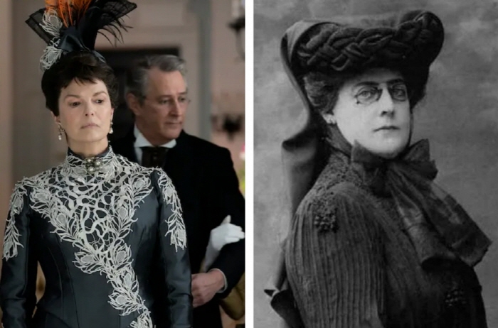 왼쪽-잔 트리플혼이 연기한 실비아 챔블러레인. 오른쪽-아라벨라 헌팅턴. 헌팅턴 도서관 제공.