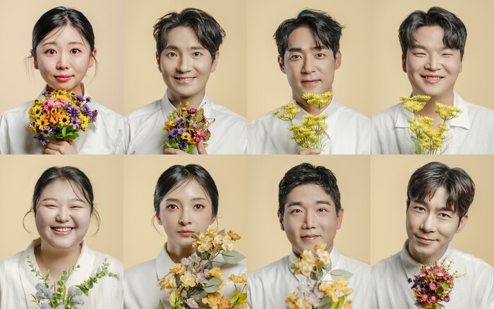 창작 음악극 '다정히 세상을 누리면' 캐스트 합본(사진 위 왼쪽부터 시계방향 (누리(심월) 역 도희원, 소년 역 김대현, 먹쇠 역 차용학, 작창 개 역 정보권, 홍경래 역 박재윤, 멀티 역 최지현, 멀티 역 최미령, 멀티 역 김채은) 제공 국립극장