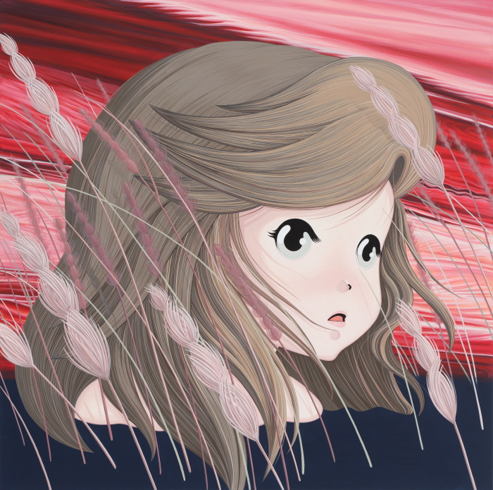 Ivory Yeunmi Lee, 앨리슨-흔들리는 갈대 속에서, 린넨에 아크릴, 121.9 x 121.9 cm-사진제공 서울미술관