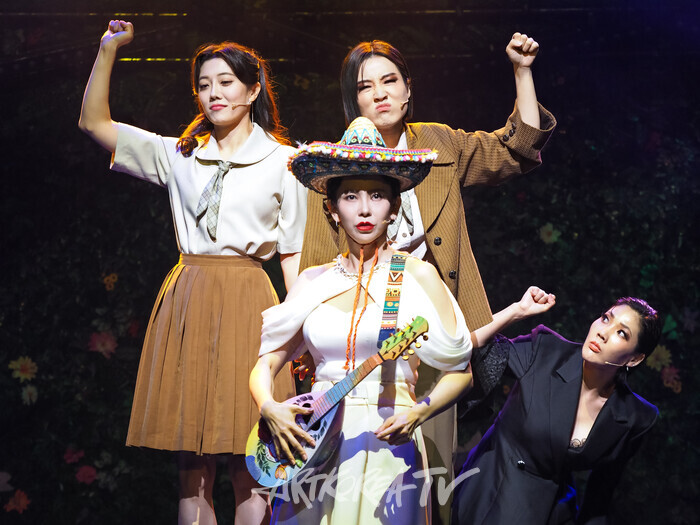 뮤지컬 '프리다' 프레스콜(레플레하 역 배우 장은아, 데스티노 역 이아름솔, 메모리아 역 박시인, 프리다 역 김지우). 2025.06.26 사진 ⓒ아트코리아방송 이용선 기자​