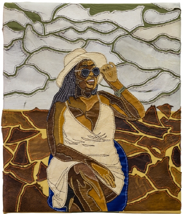 Abongile Sidzumo, Kumnandi Ekapa, 2022, Leather, thread, and dye, 98 x 78 cm(사진제공 세르주 티로쉬 컨템포러리)