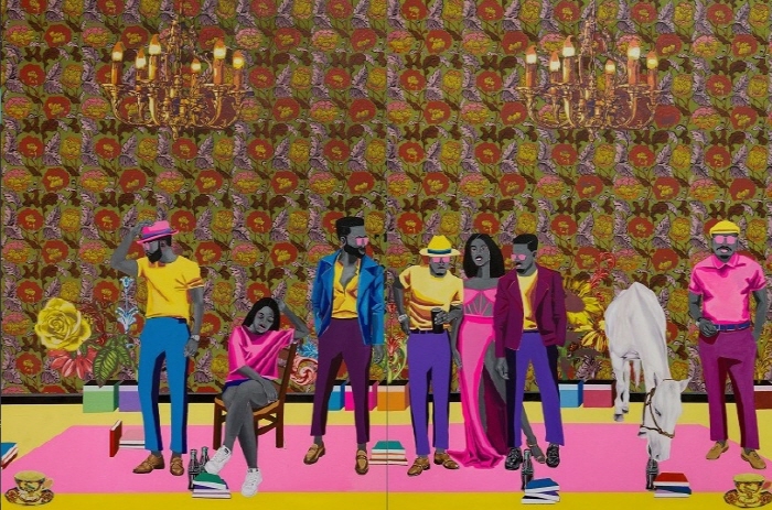 Tafadzwa Tega, RAMBI, 2022, mix medium on canvas, 200 x 150 cm (each), diptych(사진제공 세르주 티로쉬 컨템포러리)