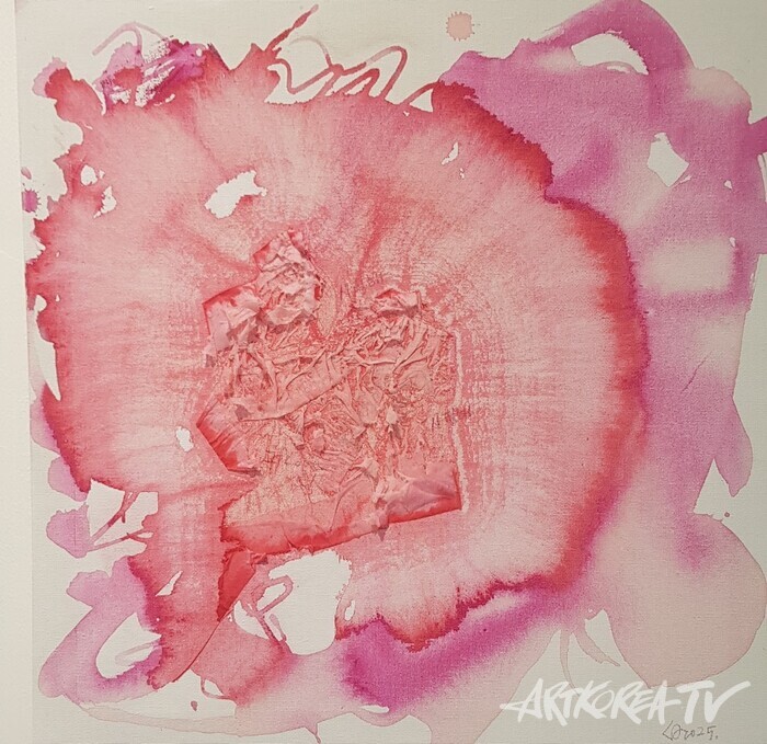 백지상, Summer Flowers_ 사랑해, 38x38, Acrylic on canvas, 2025