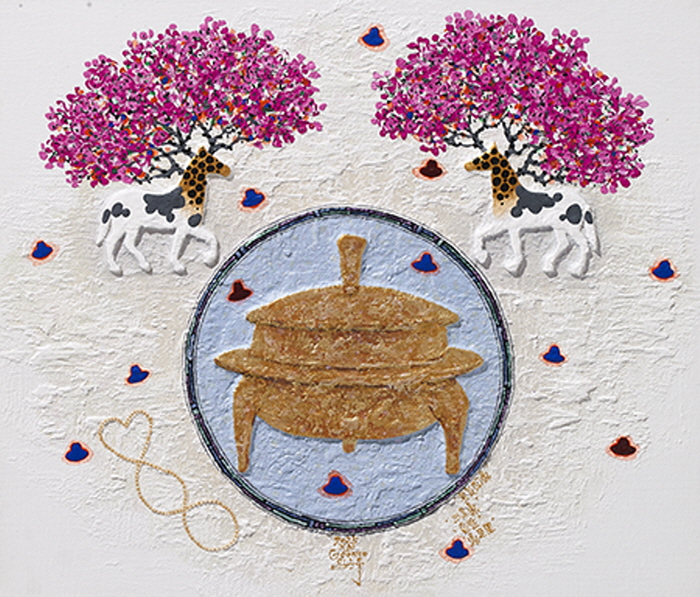  cosmos-고고학적 기상도 '고기도정 삼족정(三足鼎)', 10F(53x45.5cm), Acylic on canvas, 2025-사진제공 임근우 작가