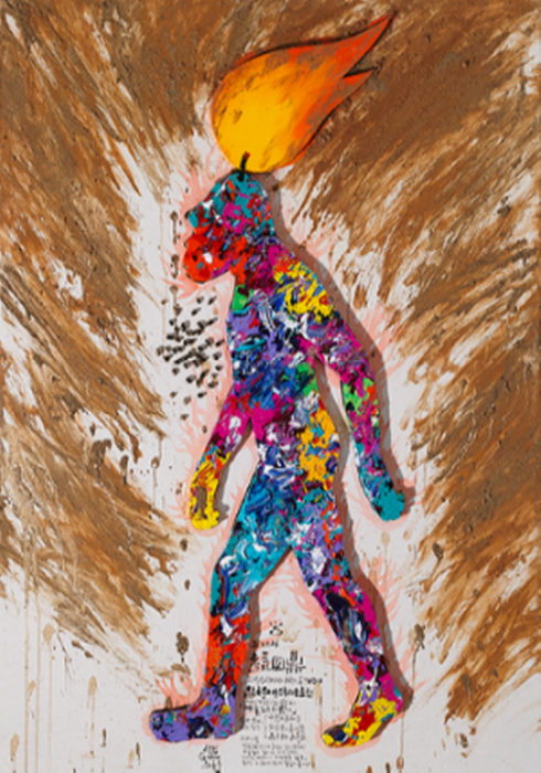 (우) cosmos-고고학적 기상도 '고기도정 터밟기 2021', 50F(116.7x91cm), Acylic on canvas, 2021-사진제공 임근우 작가