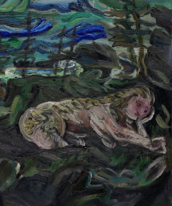 Oskar Kokoschka, Knight Errant (Der irrende Ritter) (1914-15) (세부). © 2025 Fondation Oskar Kokoschka / 예술가 권리 협회(ARS), 뉴욕/ProLitteris, 취리히. 사진: Ariel Ione Williams © 솔로몬 R. 구겐하임 재단, 뉴욕.