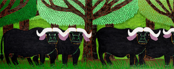 아프리카 물소, 72.7x181.8cm, 캔버스에 아크릴, 2021-사진제공 당림미술관