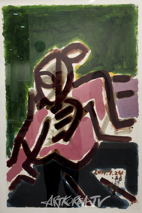 Gallery JJ-서용선 그림그리는 남자 1 The Man who Paints 1 2011, Acrylic on dakpaper 96-62.5cm (2)-사진촬영 김한정 기자