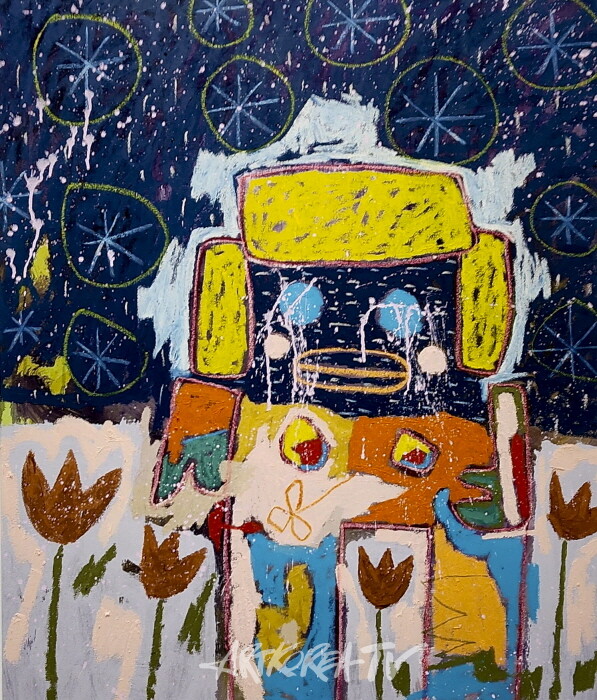 Gallery JJ-아담 핸들러-Kissing Whiskey, 2018 Oil stick and acrylic on canvss 193-162.6cm (2)-사진촬영 김한정 기자