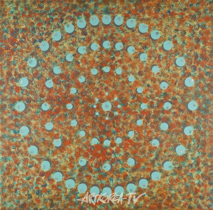 Viewing angle 4. 2024, Mother-of-pearl, Oil on canvas-72.7×72.7cm-사진촬영 김한정 기자