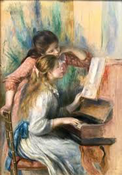 피아노를 연주하는 소녀들-1892, 116cmX 90cm. 파리 오랑주리미술관 