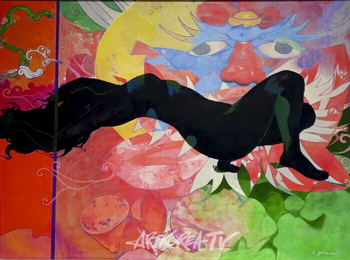 검은 나부-Black Nude. 2025-130.3×97cm 캔버스에 아크릴 Acrylic on canvas최예태가 인체를 다루는 방식이 한층 현대화된 양상을 보여주는 작품이다. 작가는 감정이나 서사를 배제하고, 윤곽과 색채의 질감만으로 인체를 구축한다. 이를 통해 익숙한 누드를 새로운 회화적 구조로 전환하려는 시도가 드러난다.The artist reduces the nude to contour and texture, aiming to transform the familiar body into a new pictorial structure.-사진촬영 최윤영 기자