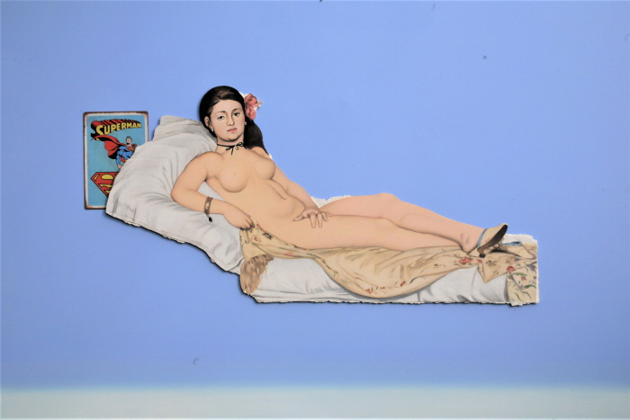 Reproduction of time-Olympia  Mixed Media on canvas & Object 130.3x1.2x193.9cm 2018-사진제공 한국미술평론가협회