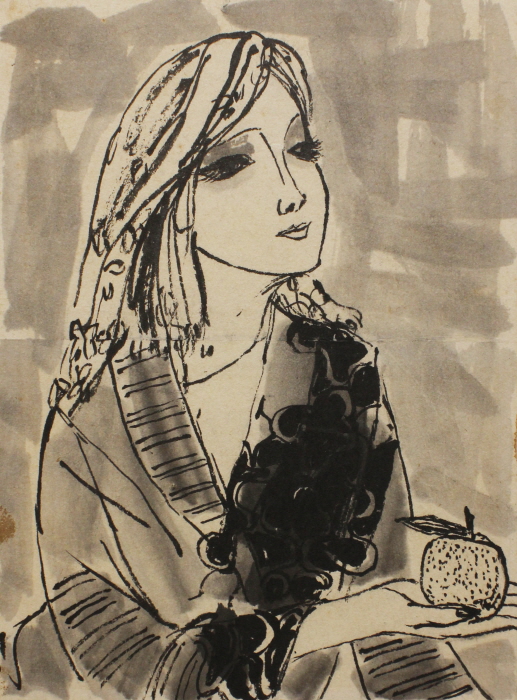 천경자, 여인, 1974, 종이에 먹, 20.5x15.2cm, 개인소장-사진제공 서울미술관