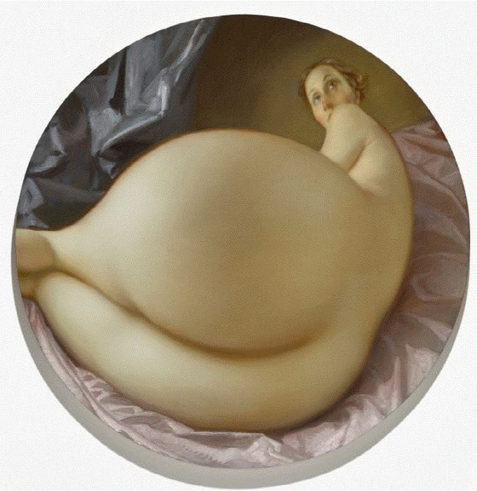 Nude_in_a_Convex_Mirror,_2015._Oil_on_canvas._Diameter_42_inches.-사진제공 김종근 미술평론가
