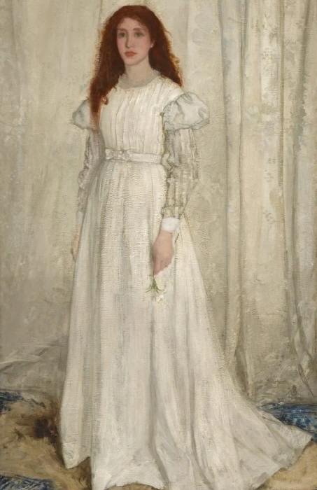 제임스 맥닐 휘슬러, 백색 교향곡 1번: 백인 소녀 (1861–63, 1872). 워싱턴 D.C. 국립미술관 소장