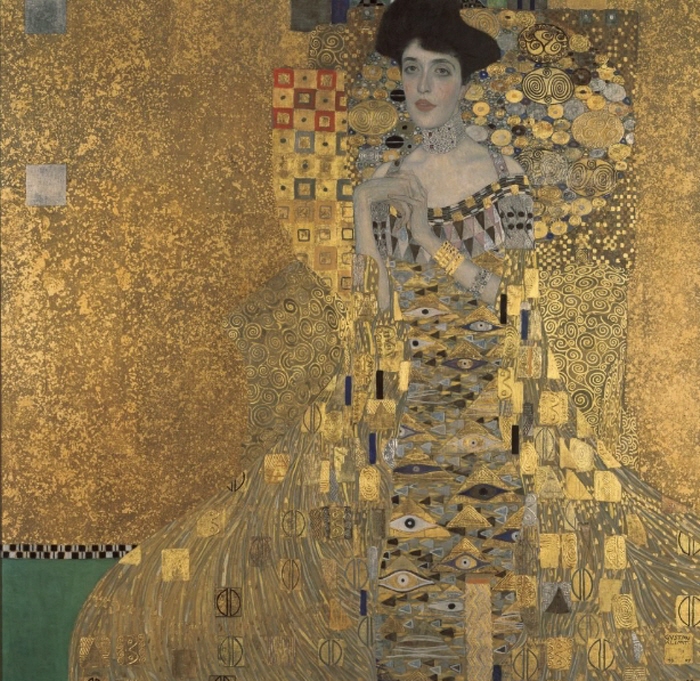 구스타프 클림트, 아델레 블로흐-바우어의 초상 1세 (1907). 노이에 갤러리 컬렉션.-