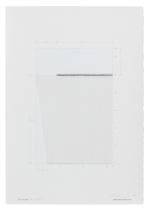 [Johyun Gallery] Park Seo-Bo, Ecriture No.990307, 1999, Litho Crayon, Pencil and Whiteout on Paper, 50.2 x 35.6 cm
