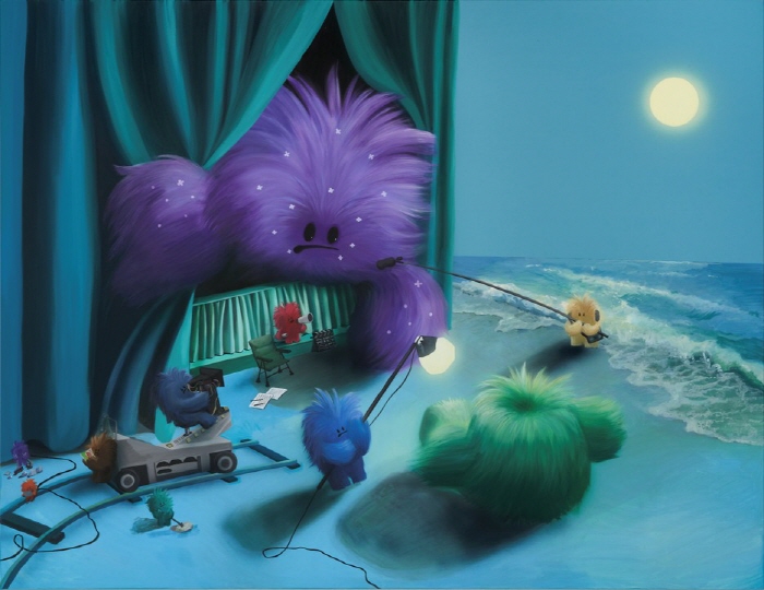 임하리 Im Hari, 달빛이 비추는 바다에서 멜랑콜리의 발자국을 따라가면 보이는 것들, 2024, acrylic on canvas, 112x145cm-사진제공 아뜰리에 아키