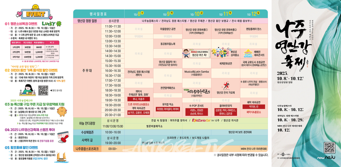 2025 나주영산강축제 행사 일정표