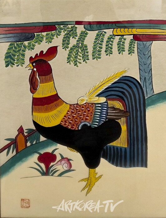 이은지-닭. 순지에 분채 55×36cm 2022-사진촬영 김한정 기자