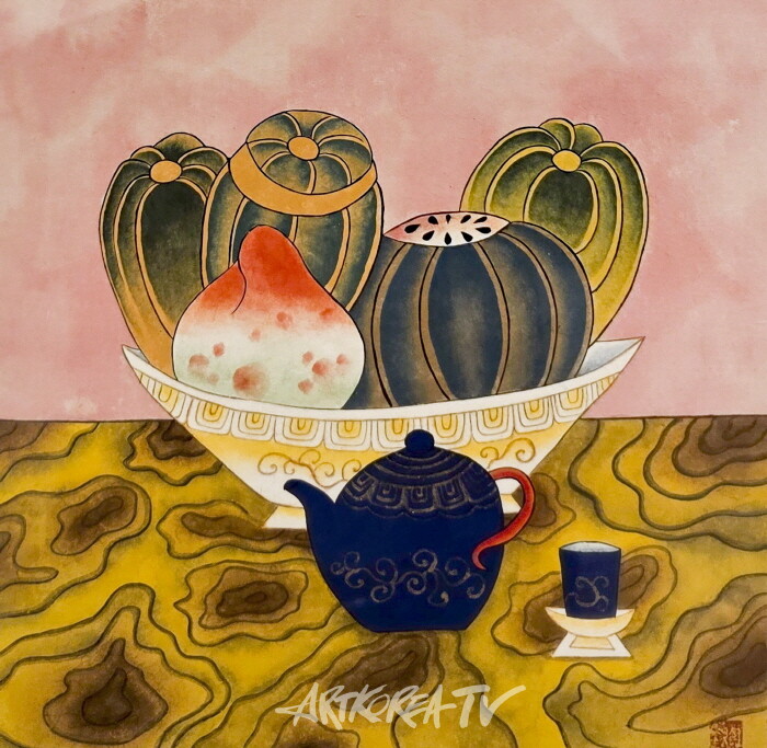 이은지-장수. 순지에 분채 28×26cm 2024-사진촬영 김한정 기자