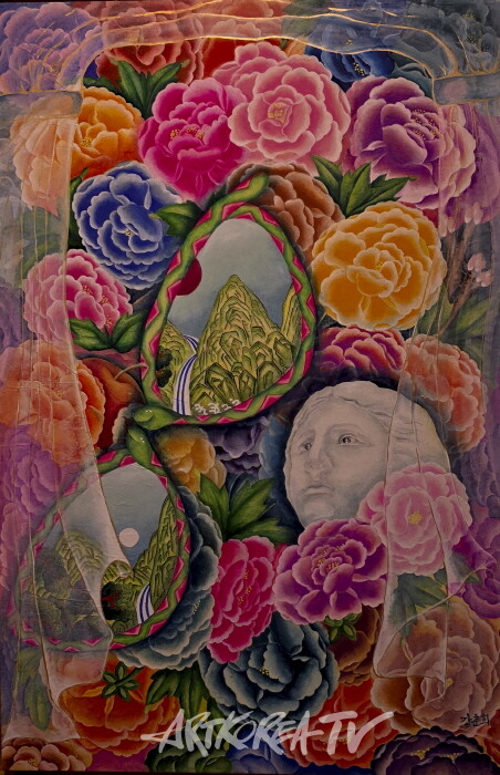 강춘희-유혹의 정원 60×90cm 순지에 한국화 물감-사진촬영 김한정 기자