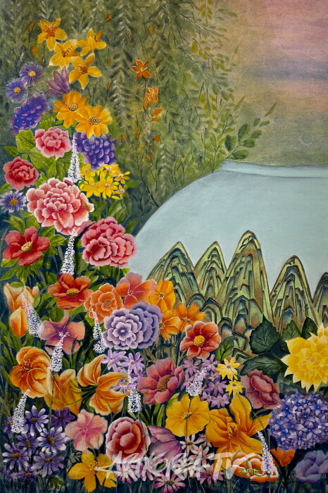 김미순-고운님 아름다운 꽃이여 60×90cm 순지에 한국화 물감-사진촬영 김한정 기자