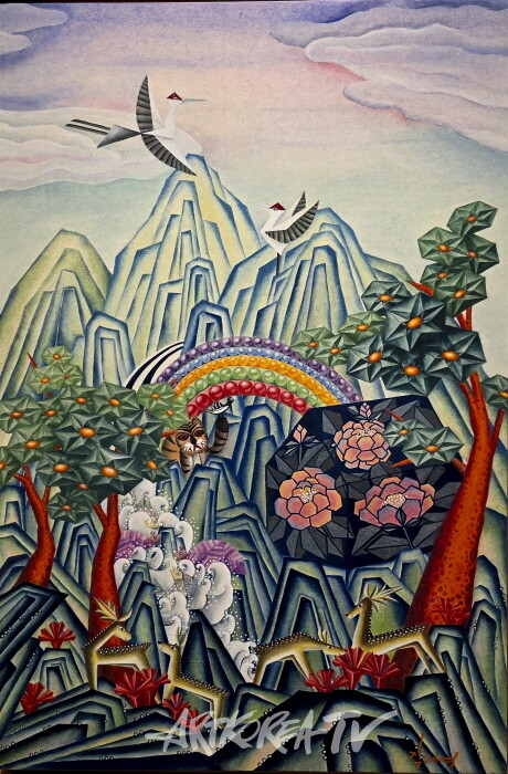 김혜영-장생유희 60×90cm 순지에 한국화 물감-사진촬영 김한정 기자