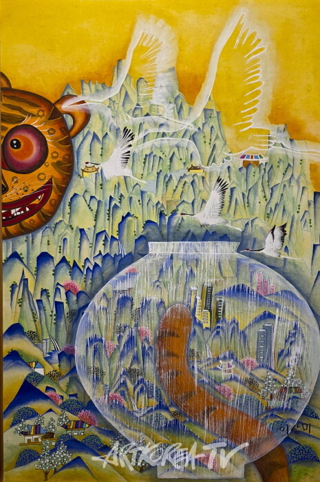 이상미-현대를 걷는 호랑이 60×90cm 순지에 한국화 물감-사진촬영 김한정 기자