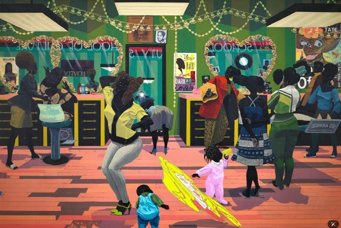 케리 제임스 마셜, '미용학교, 문화학교' (2012). 앨라배마주 버밍엄 미술관 소장. 엘리자베스(비비) 스미스, 현대미술 수집가 협회, 제인 코머, 산코파 협회, 그리고 일반 매입 기금의 지원으로 박물관에서 구입. 2012.57. © 케리 제임스 마셜. 작가 및 뉴욕 잭 셰인먼 갤러리 제공. 사진-션 파타세마