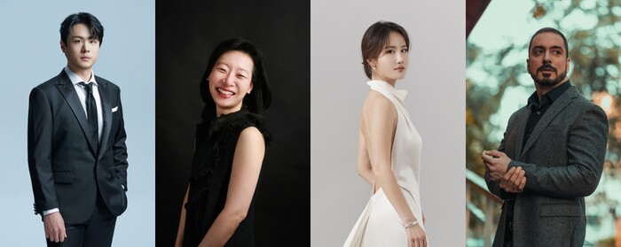성악가 리사이틀 시리즈 '노래의 날개 위에'(왼쪽부터 테너 김민석, 피아니스트 정호정, 소프라노 박혜상, 피아니스트 안드레스 사레) 제공 마포문화재단