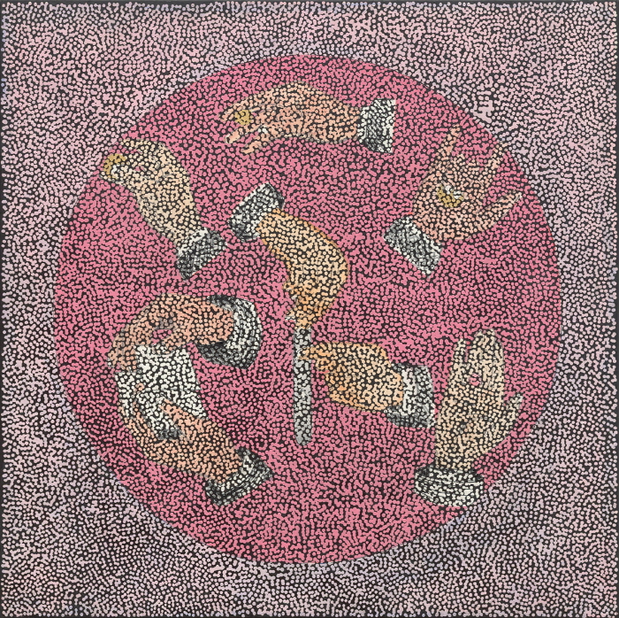 다니엘 보이드(b. 1982)〈Untitled (MHMLW)〉2025Oil, acrylic, charcoal and archival glue122 x 122 cmCourtesy of the artist and Kukje Gallery사진: 안천호이미지 제공: 국제갤러리