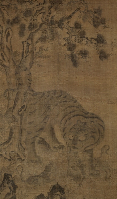 호작도(虎鵲圖), 작자 미상, 조선, 1592년, 비단ㆍ수묵, 160.5 × 95.8 cm-사진제공 리움미술관