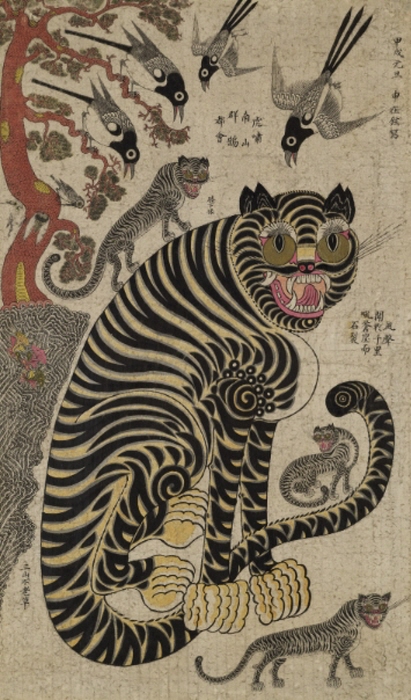 호작도(虎鵲圖), 신재현(申在鉉), 조선, 1874년 추정, 종이ㆍ채색, 116.5×83.0cm, 개인 소장-사진제공 리움미술관