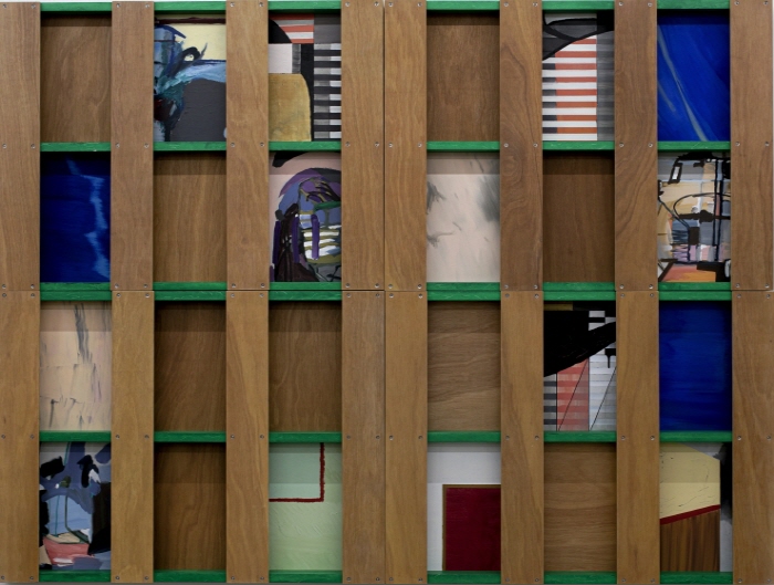 파란 세 개의 사각과 퍼플이 있는 풍경 #01 Three Blue Squares and Landscape with a Purple 2025 Lauan PlywoodAcrylic on WoodPNY stone 2400 × 1800 × 90 mm overall-사진제공 아셀아트컴퍼니