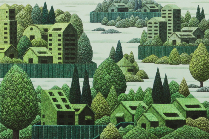 뉴비기닝-정돈된 수풀 2508, 60.6x90.9cm(30M), Mixed media(Scratched) on canvas, 2025-사진제공 갤러리 나우